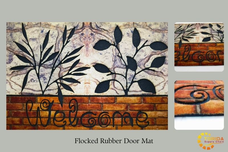 Flocked rubber doormat